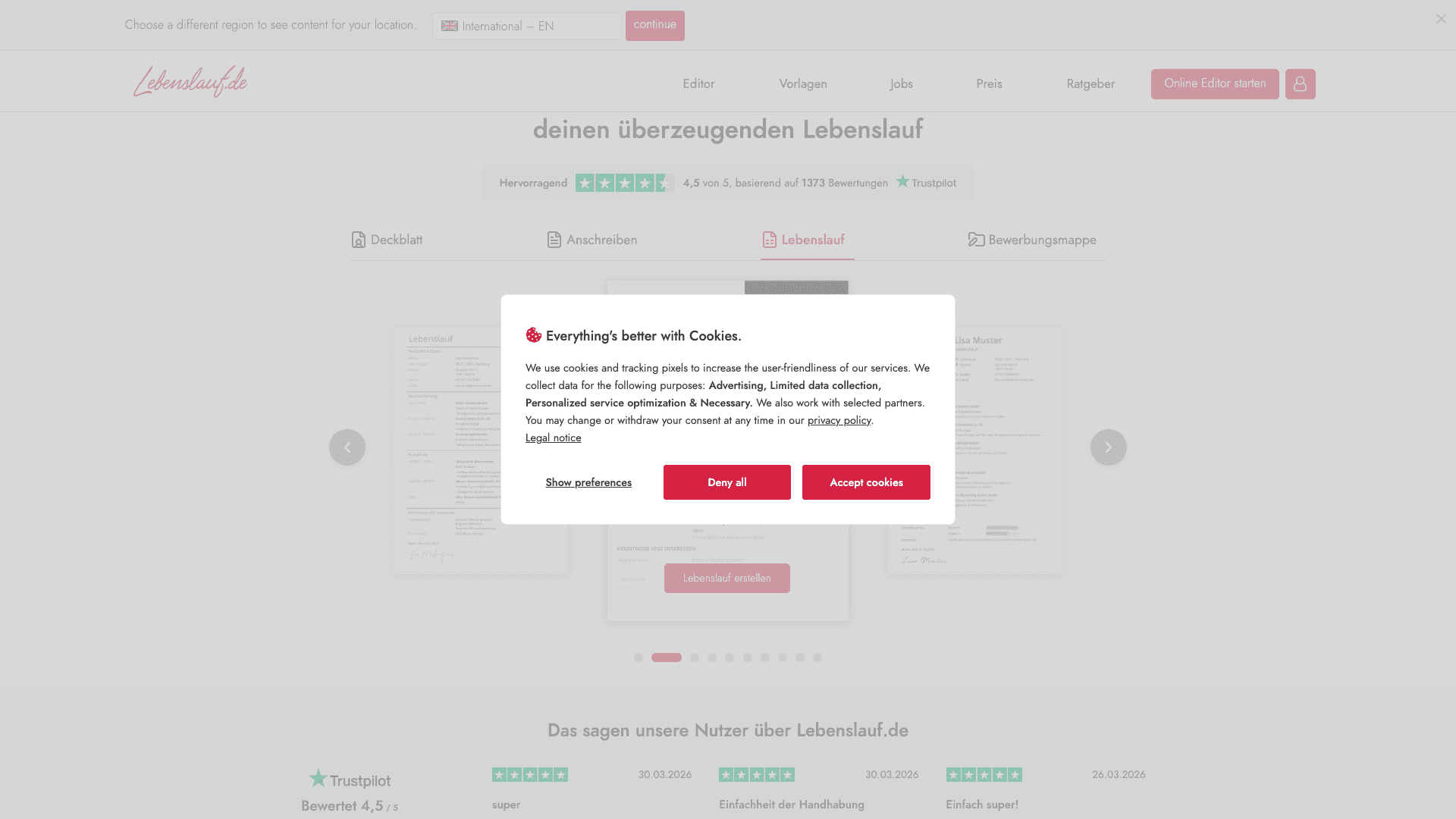 Lebenslauf.de screenshot