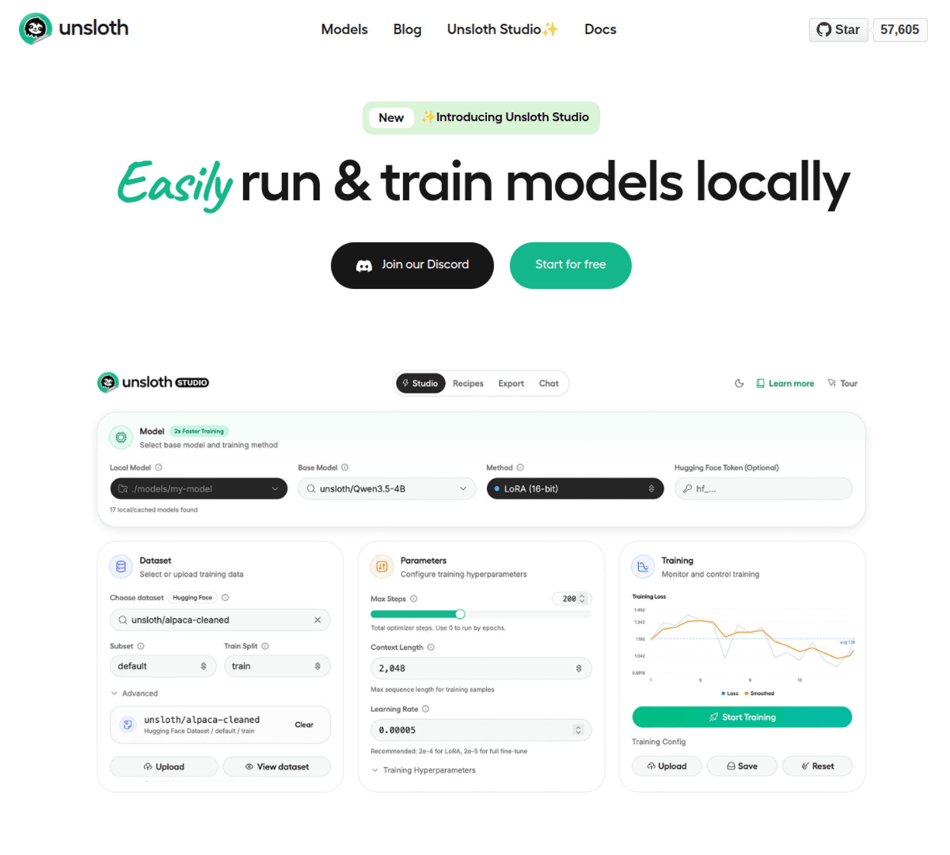 Unsloth AI screenshot